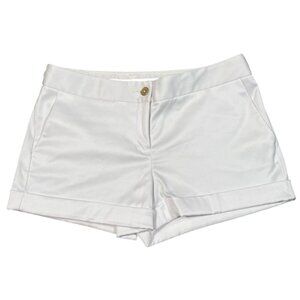 EXPRESS Design Studio White Mid-Rise Cuffed Shorts Size 10 Gold Hardware